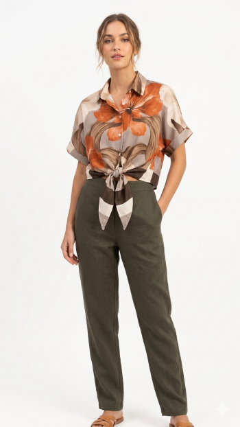 Tropical Oasis Front-Tie Shirt